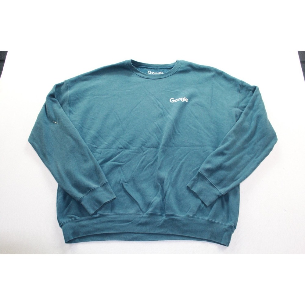 Google Sweatshirt Mens XL Teal Crew Neck Long Sleeve